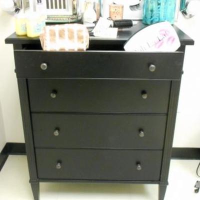 Lot 510 - Black Wooden Dresser w/ Accessories