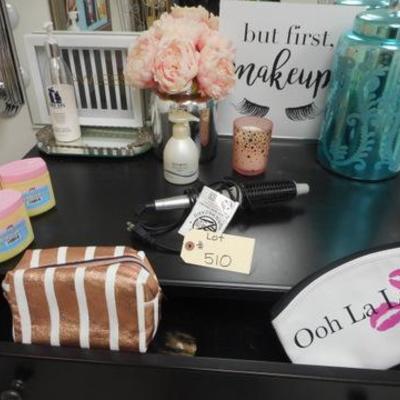 Lot 510 - Black Wooden Dresser w/ Accessories