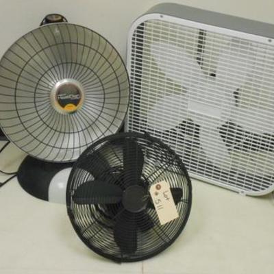 Lot 511 - 3 piece Lot - 2 Fans & 1 Heater Dish 