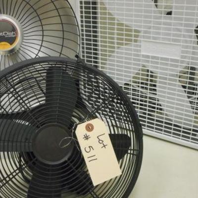 Lot 511 - 3 piece Lot - 2 Fans & 1 Heater Dish 