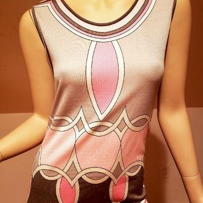 Paganne 1960's signed sleeveless pink/grey dress