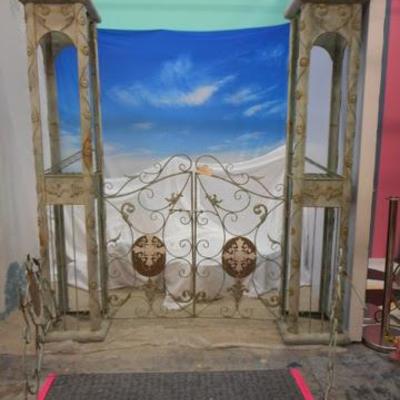 Lot 500 - Awesome Large Vintage Metal Gate Entrance w/ Side Columns