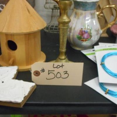 Lot 503 - Wooden Tub, Birdhouses, Frames, Rug, Outdoor Garden Items