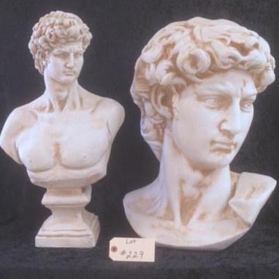 Lot 229 - 2 Molded Resin Statues -Michelangelo's David 