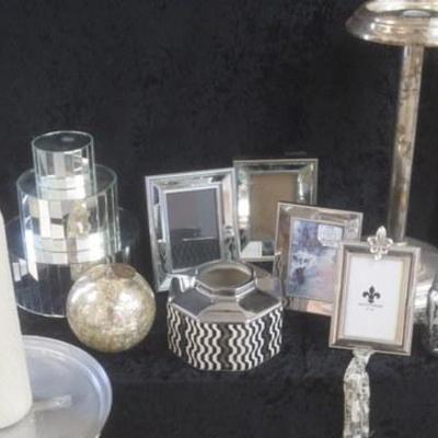 Lot 230 - Lot of Assorted Silver Colored Home Decor Items