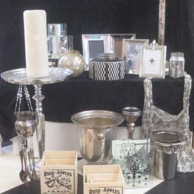 Lot 230 - Lot of Assorted Silver Colored Home Decor Items
