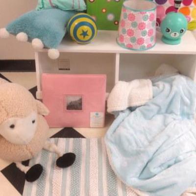 Lot 233 - Child's Lot - White Toy Box, Super Soft Blanket, Pillows & more!