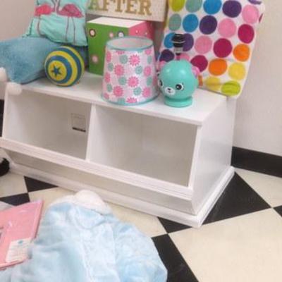 Lot 233 - Child's Lot - White Toy Box, Super Soft Blanket, Pillows & more!