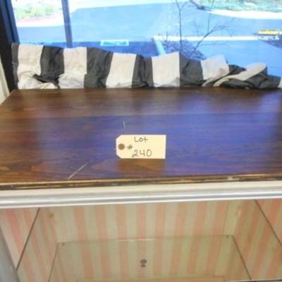 Lot 240 - Open Front + Lighted Wooden Cabinet with Glass Shelves