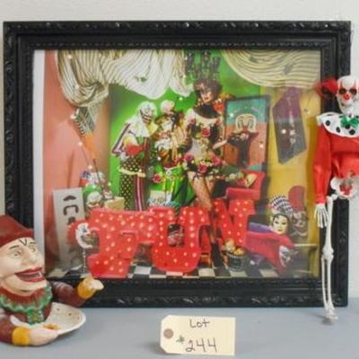 Lot 244 - Unique Oddball Lot Burlesque Photo + Cast Iron Clown