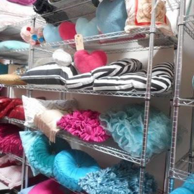 Lot 248 - Small Lot of Pillows and Small Black + White Rug