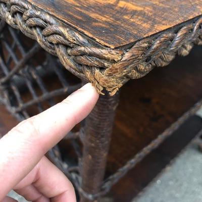 #2 - Victorian Tiger Oak Desk w/ Braided Wicker Details