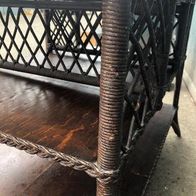 #2 - Victorian Tiger Oak Desk w/ Braided Wicker Details