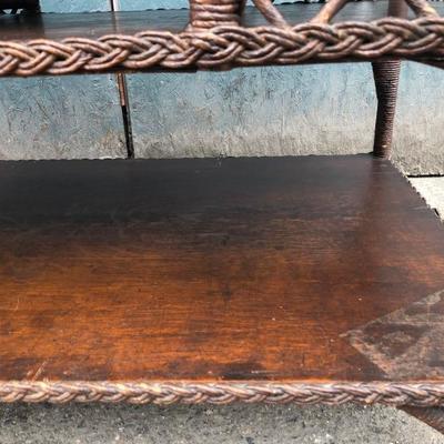 #2 - Victorian Tiger Oak Desk w/ Braided Wicker Details