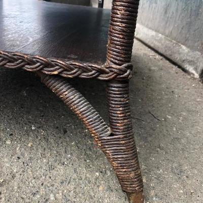 #2 - Victorian Tiger Oak Desk w/ Braided Wicker Details