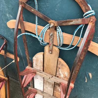#3 - Collection of Antique Wooden Snow Sleds