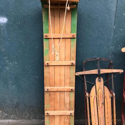 #3 - Collection of Antique Wooden Snow Sleds