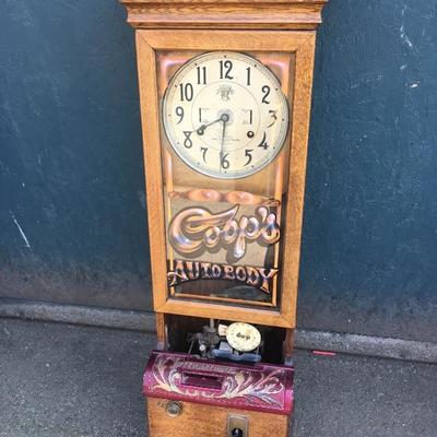 #99 - Antique International Time Recording Co. Mechanical Wood Clock