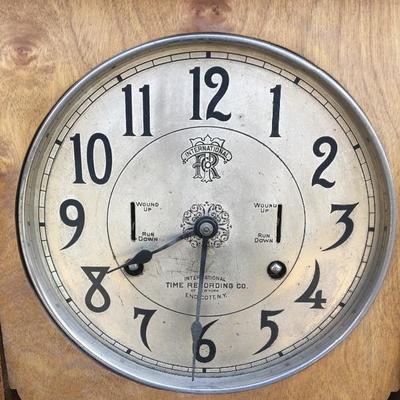 #99 - Antique International Time Recording Co. Mechanical Wood Clock