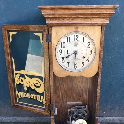 #99 - Antique International Time Recording Co. Mechanical Wood Clock