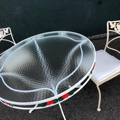 #57 - White Metal Patio Set Table and Chairs