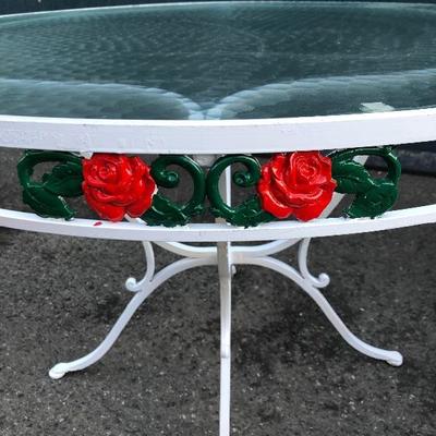 #57 - White Metal Patio Set Table and Chairs