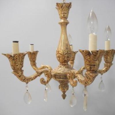 Lot 649 - Goldtone Metal 4 Arm Chandelier 17'' tall