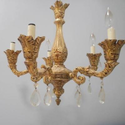 Lot 649 - Goldtone Metal 4 Arm Chandelier 17'' tall