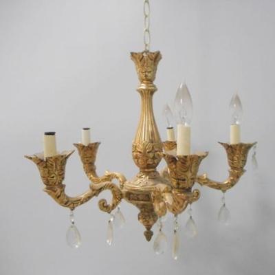 Lot 649 - Goldtone Metal 4 Arm Chandelier 17'' tall