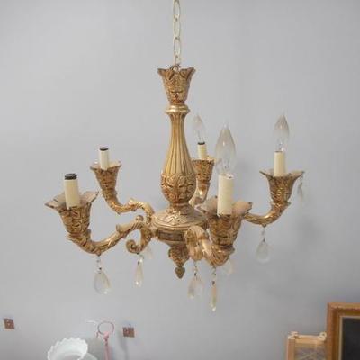 Lot 649 - Goldtone Metal 4 Arm Chandelier 17'' tall