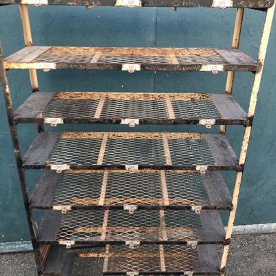 #59 - 1950â€™s Metal Gym Basket Locker Shelving Unit