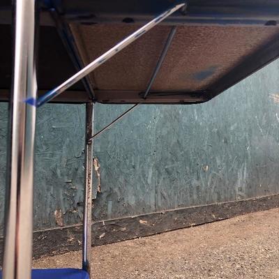 #61 - Vintage Blue & Chrome Bar Cart w/Fold Out Trays