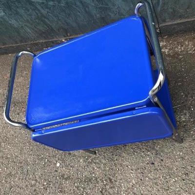 #61 - Vintage Blue & Chrome Bar Cart w/Fold Out Trays
