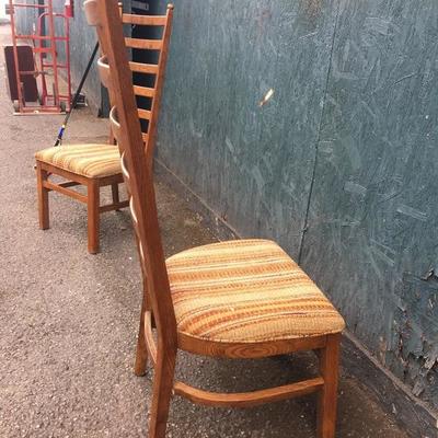 #62 - Pair of Vintage High Back Wood Chairs 