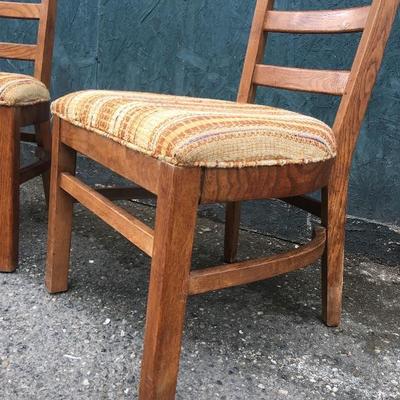 #62 - Pair of Vintage High Back Wood Chairs 