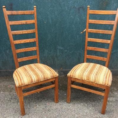 #62 - Pair of Vintage High Back Wood Chairs 