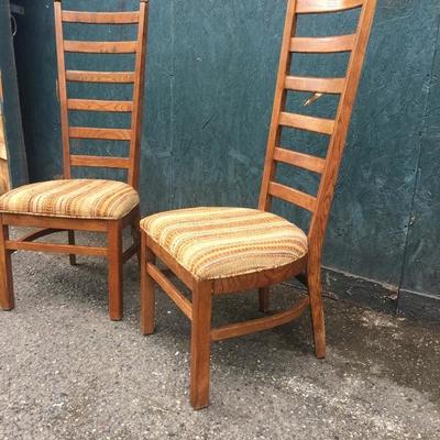 #62 - Pair of Vintage High Back Wood Chairs 