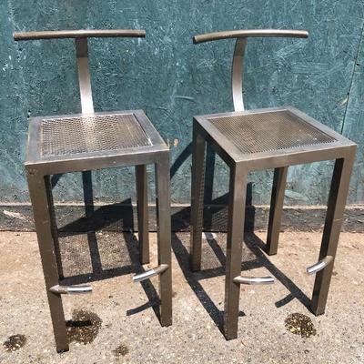 #36 - Sarapis for Philippe Starck Pair of Metal Industrial Barstools
