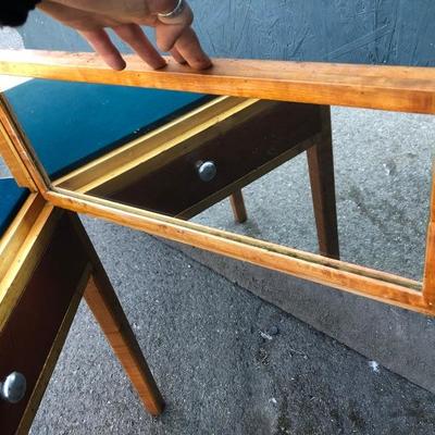 #64 - Glass Display Case w/ Velvet Lining and Wood Base