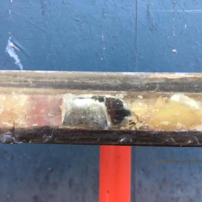 #93 - Vintage Resin Stone Cafe Table w/ Orange Base