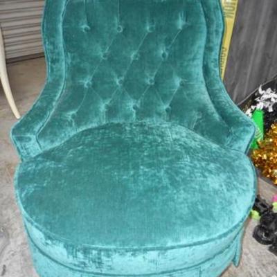 Lot 667 - Teak Colored Upholstered Tuffed Chair