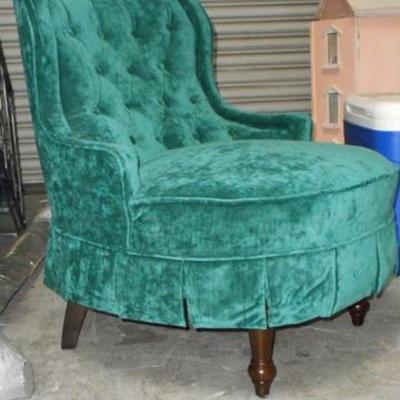 Lot 667 - Teak Colored Upholstered Tuffed Chair