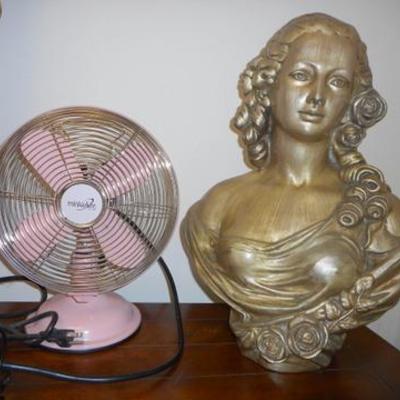Lot 672 - 4 pcs / Goldtone Bust, Pink Fan, Old Fashioned Style Phone
