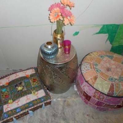 Lot 802 - "Table for Two" - Nice 19.5" Metal Table & Cool Cushion Chairs