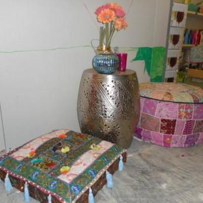 Lot 802 - "Table for Two" - Nice 19.5" Metal Table & Cool Cushion Chairs