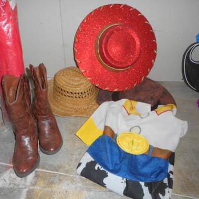 Lot 806 - "Cowboy Town" & "Magic Man" Costumes, Large Backdrop & Accessories