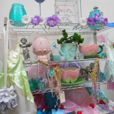 Lot 809 - Huge Fairy Lot of Goodies & Decor + Bakers Rack