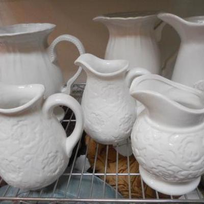 Lot 812 - Lot of Ceramic Pitchers & Polka Dot Pillows