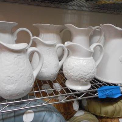 Lot 812 - Lot of Ceramic Pitchers & Polka Dot Pillows