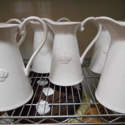 Lot 812 - Lot of Ceramic Pitchers & Polka Dot Pillows